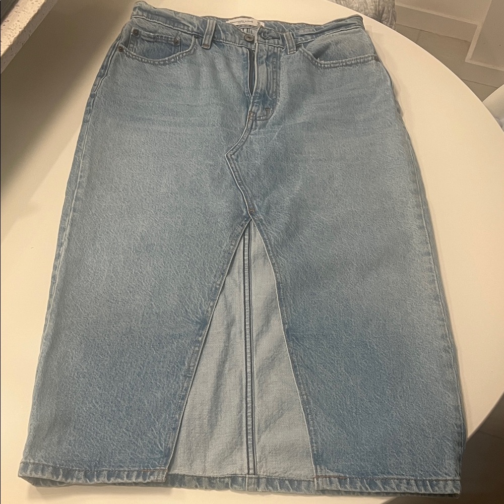 Abercrombie & Fitch Light Blue High-Rise Denim Skirt